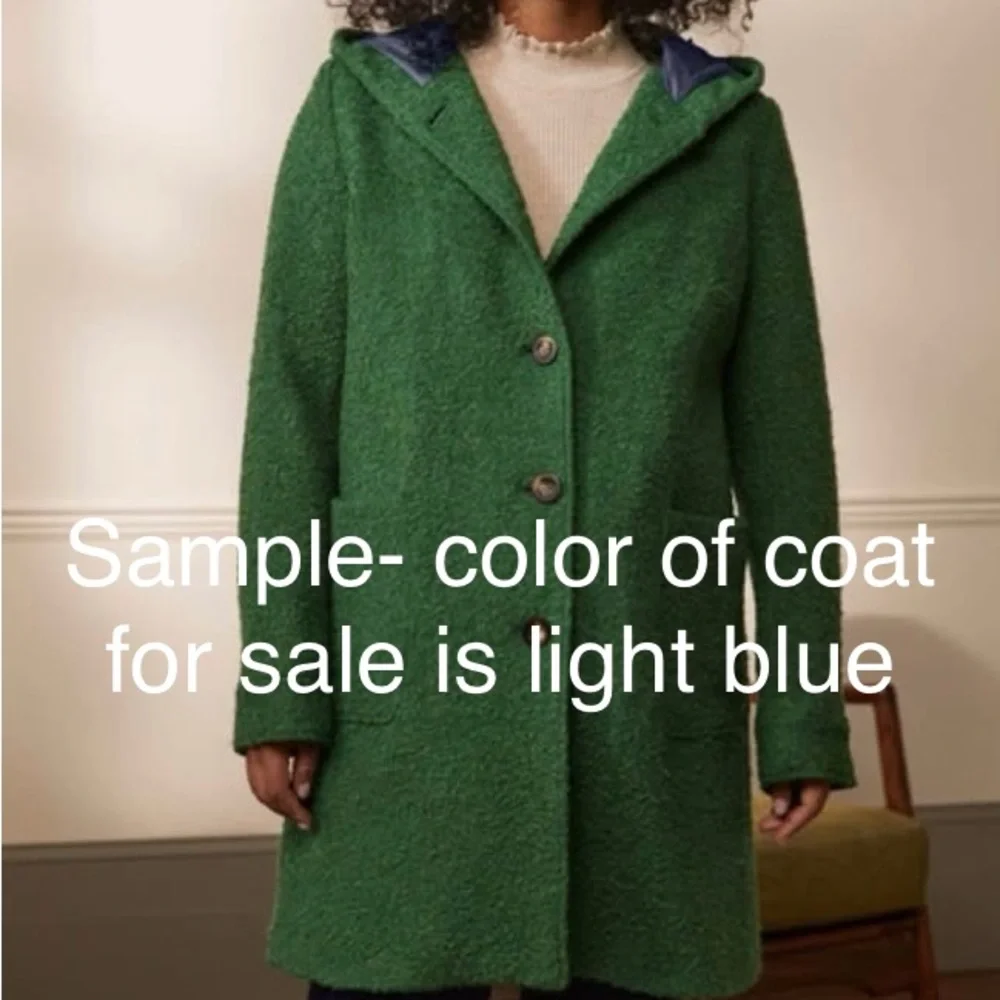NWT Boden Women's Light Blue Coat with Hood - Picture 7 of 7